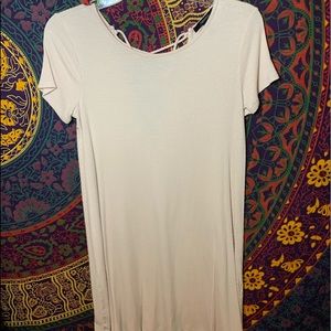 Lace tie in the back baby pink mini dress